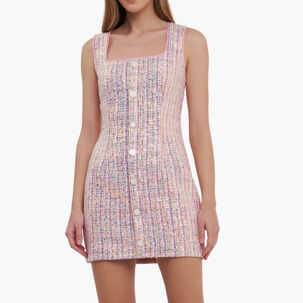ENDLESS ROSE Sequin Tweed Mini Dress